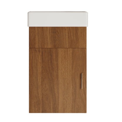 Walnut Floating Bathroom Vanity with Ceramic Basin and Plywood