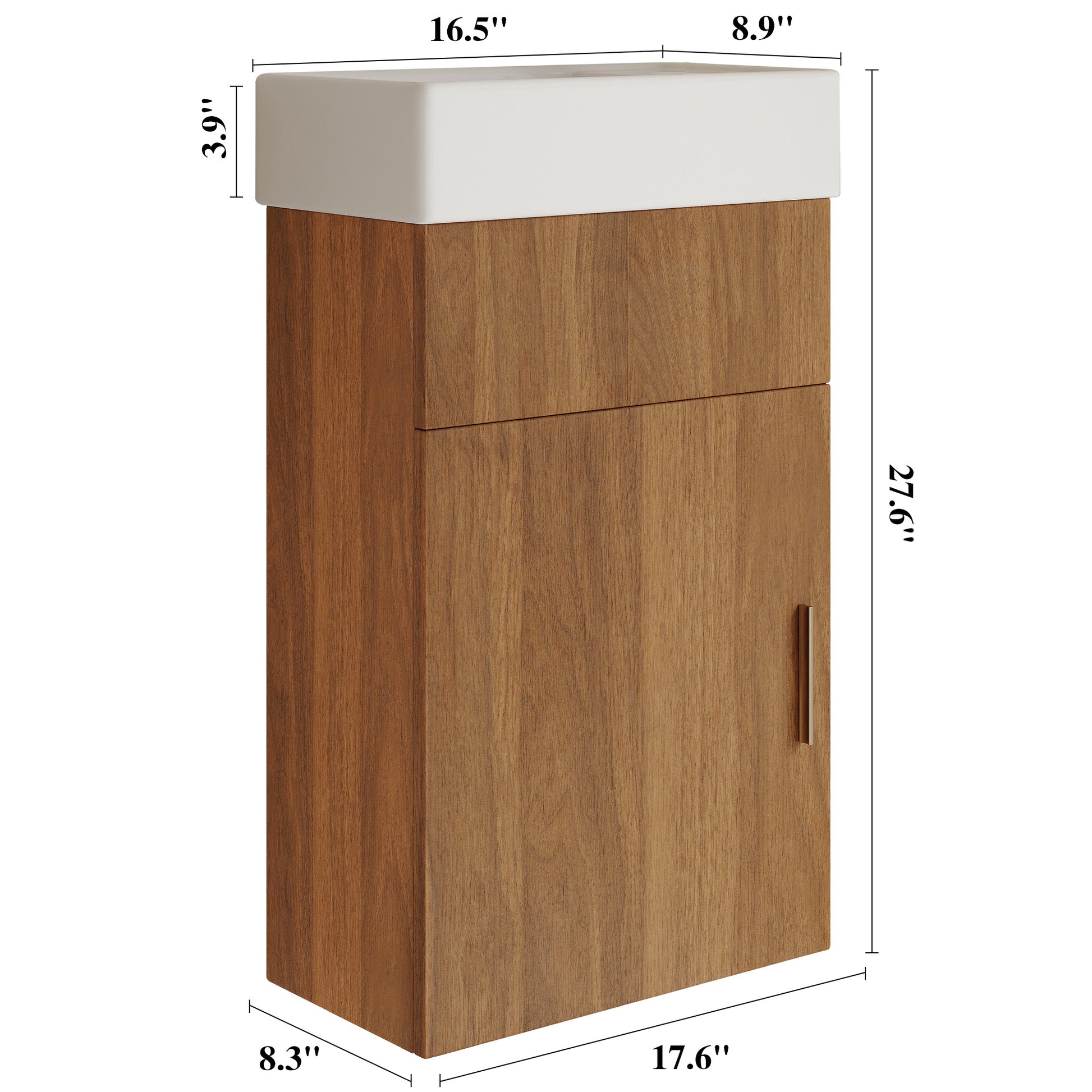 Walnut Floating Bathroom Vanity with Ceramic Basin and Plywood
