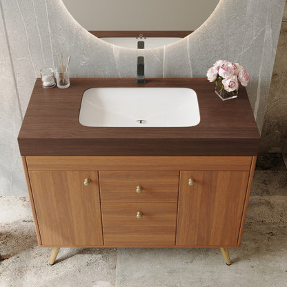 36" Modern Bathroom Vanity - Walnut Finish