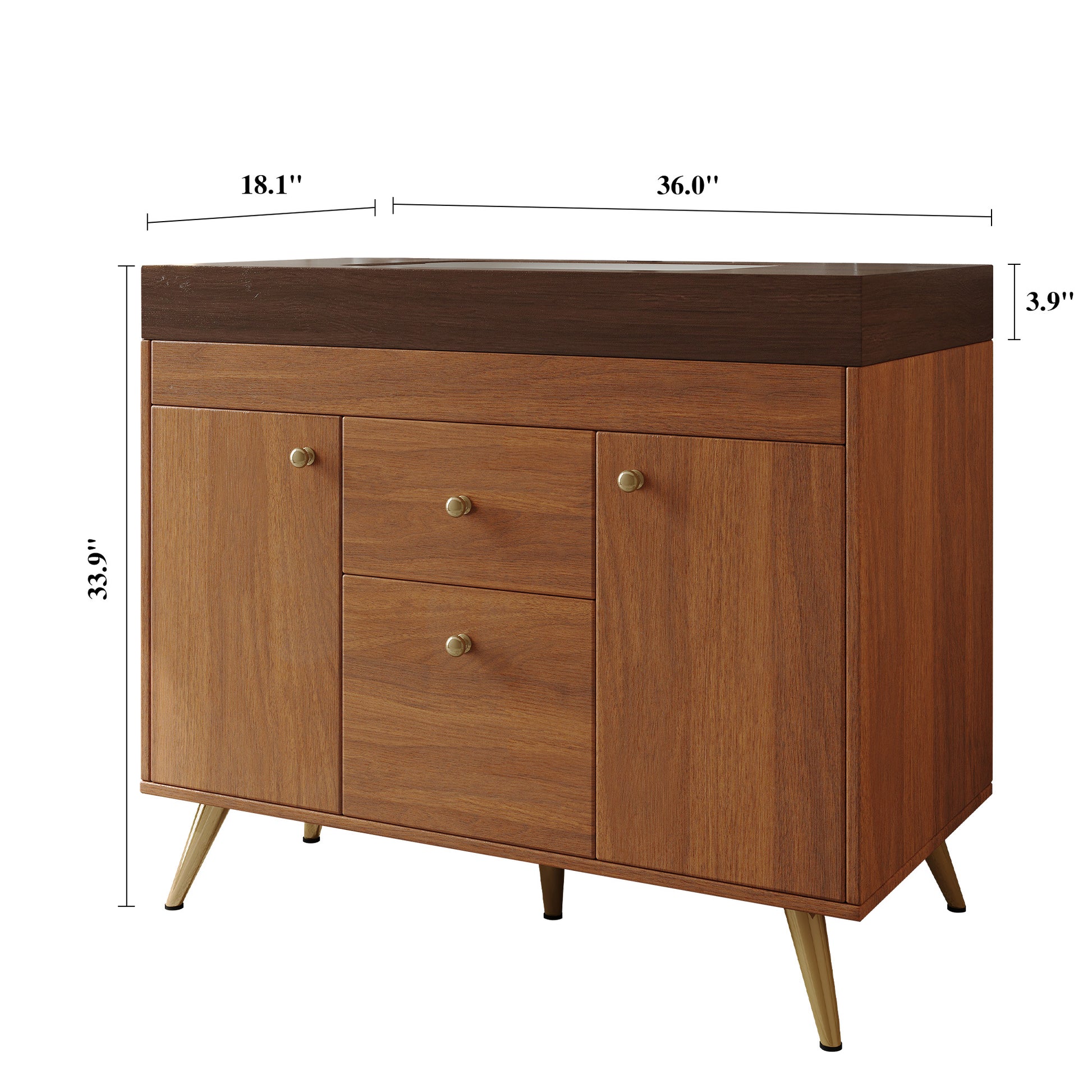 36" Modern Bathroom Vanity - Walnut Finish