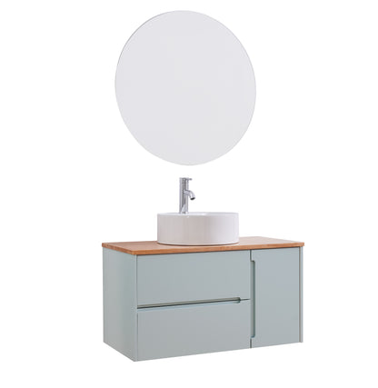 32 Inch Blue Wood Bathroom Vanity - Storage & Sink