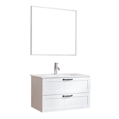 31.5 Inch White Bathroom Vanity with Double Drawers