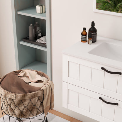 31.5 Inch White Bathroom Vanity with Double Drawers