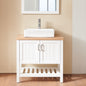 Modern Solid Wood Bathroom Vanity with Sink Set in White Natural