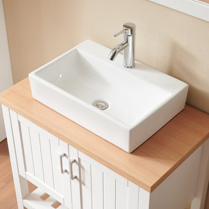 Modern Solid Wood Bathroom Vanity with Sink Set in White Natural