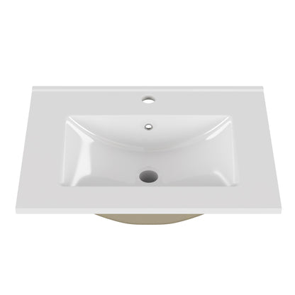 24 Inch White Ceramic Sink - Bathroom Vanity Sink