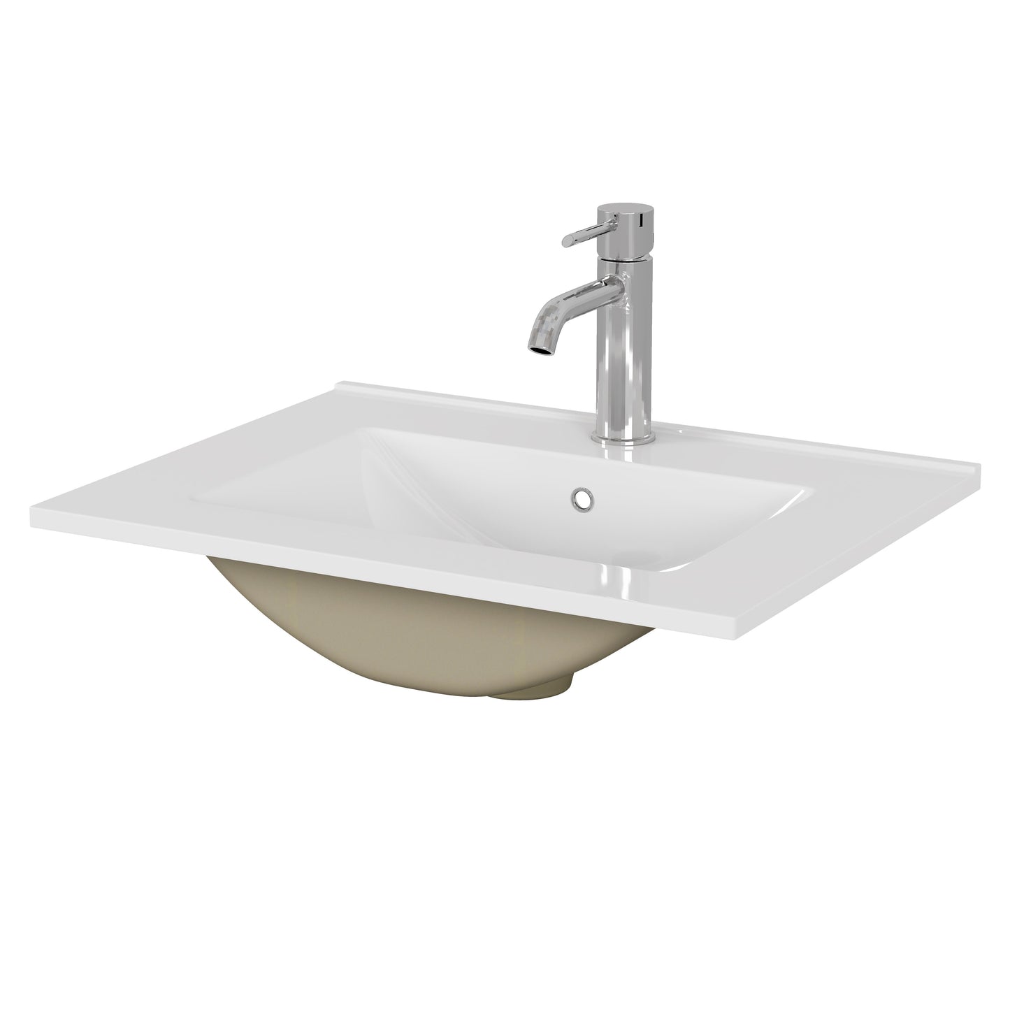 24 Inch White Ceramic Sink - Bathroom Vanity Sink