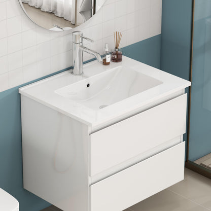 24 Inch White Ceramic Sink - Bathroom Vanity Sink