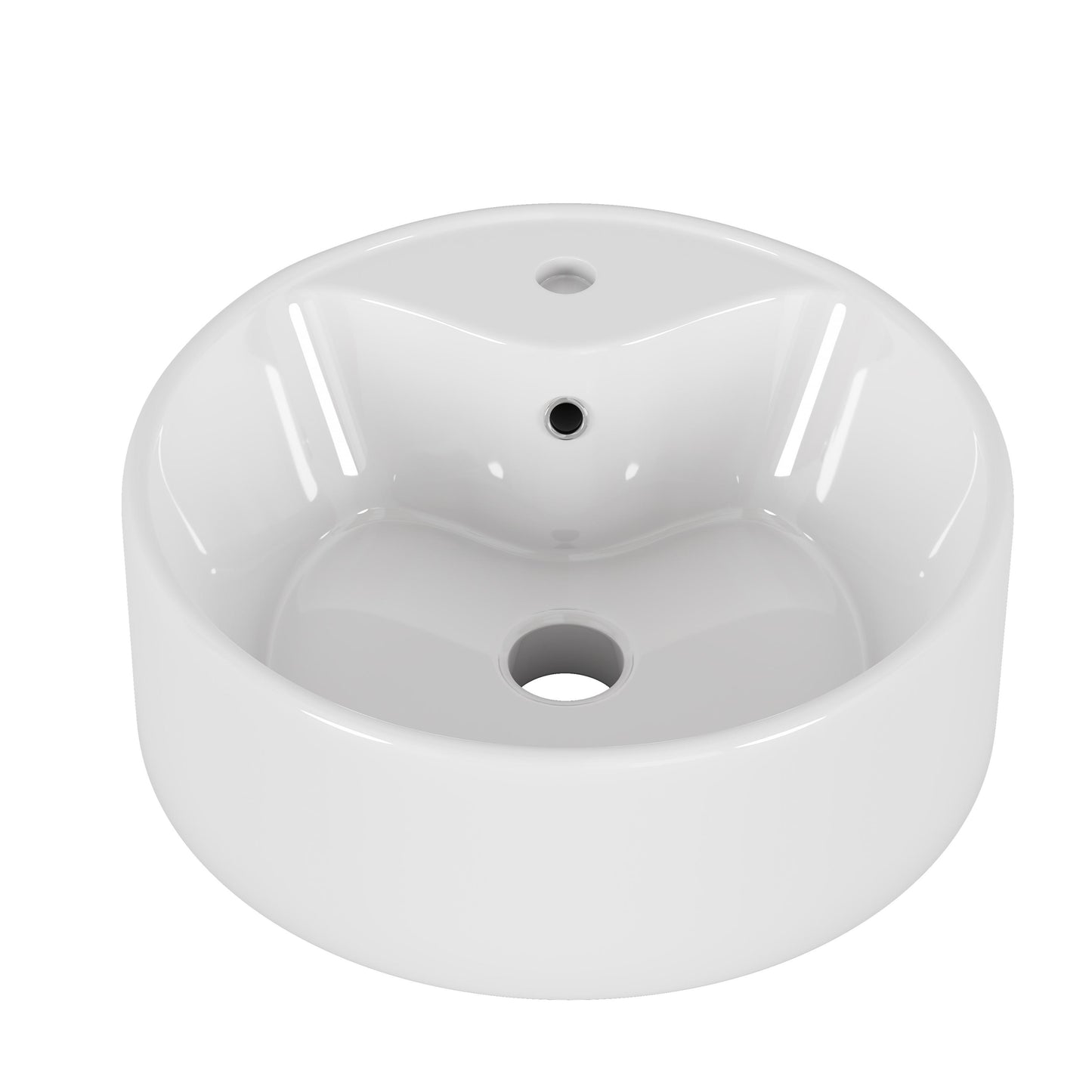 White Ceramic Round Vessel Sink - Bathroom Storage & Routine