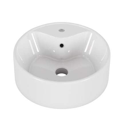 White Ceramic Round Vessel Sink - Bathroom Storage & Routine