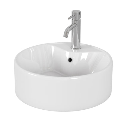 White Ceramic Round Vessel Sink - Bathroom Storage & Routine