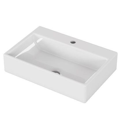 20.6" Square Ceramic Vessel Sink - Premium White Above-Counter Basin