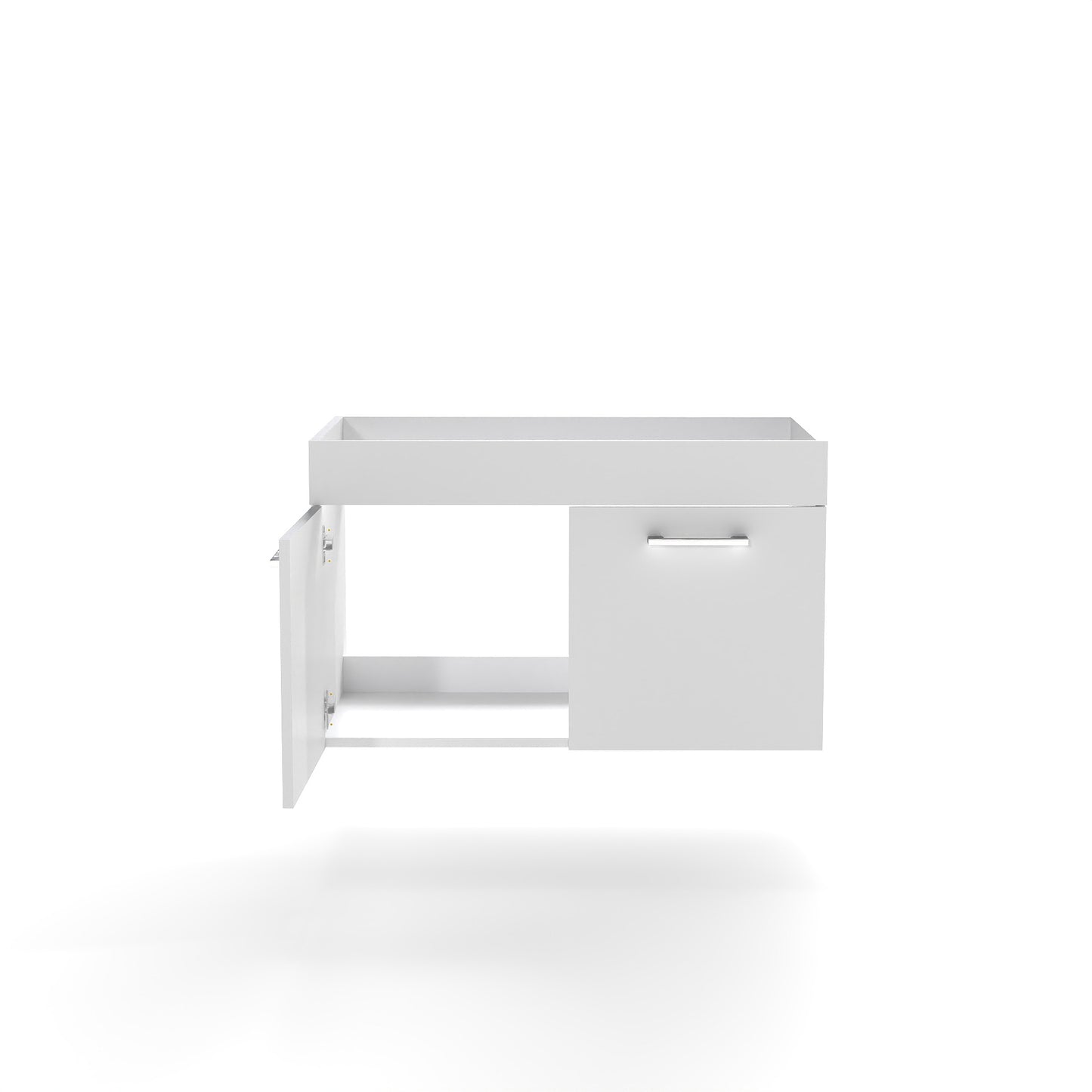 32 Inch White Bathroom Vanity - Wall Mounted Storage