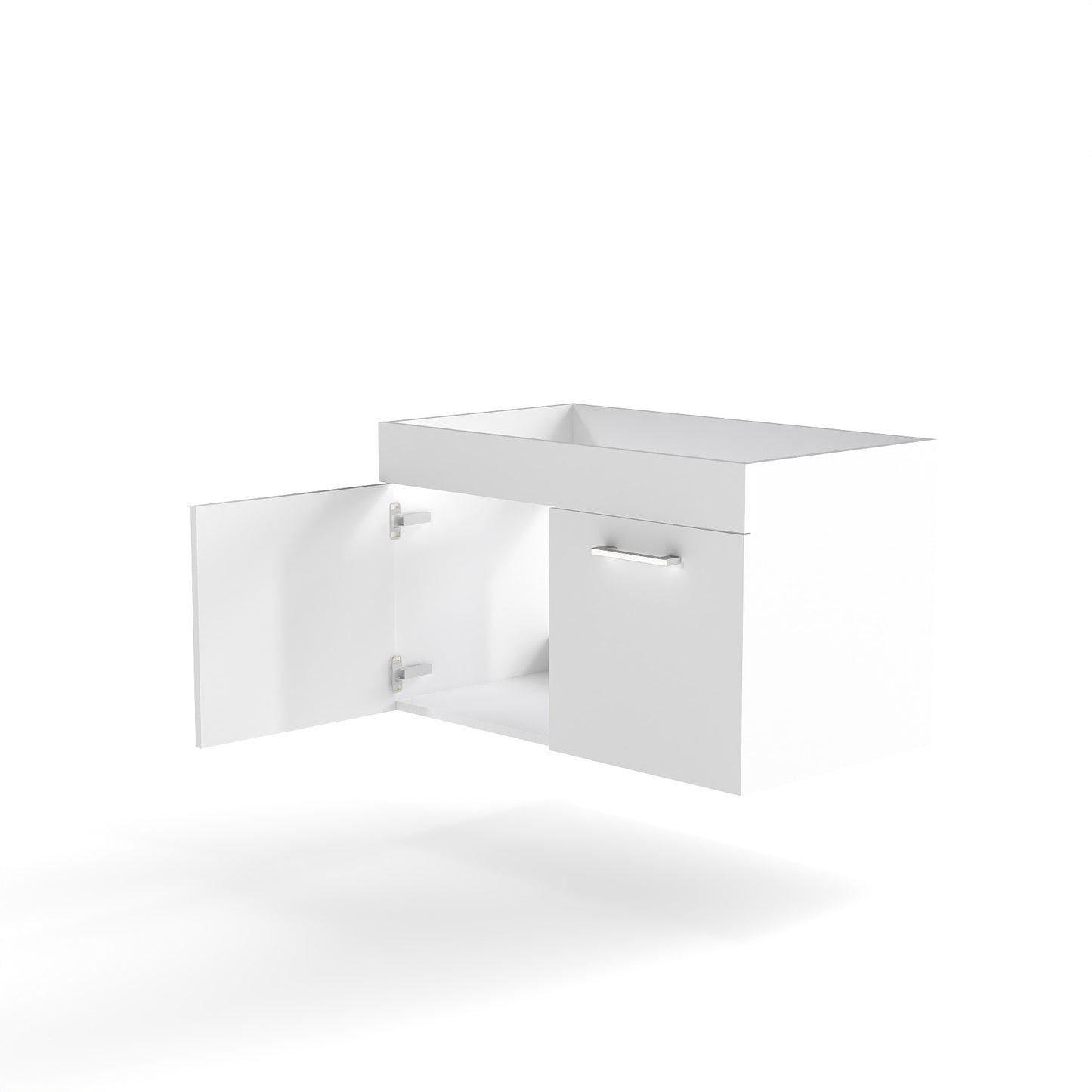 32 Inch White Bathroom Vanity - Wall Mounted Storage