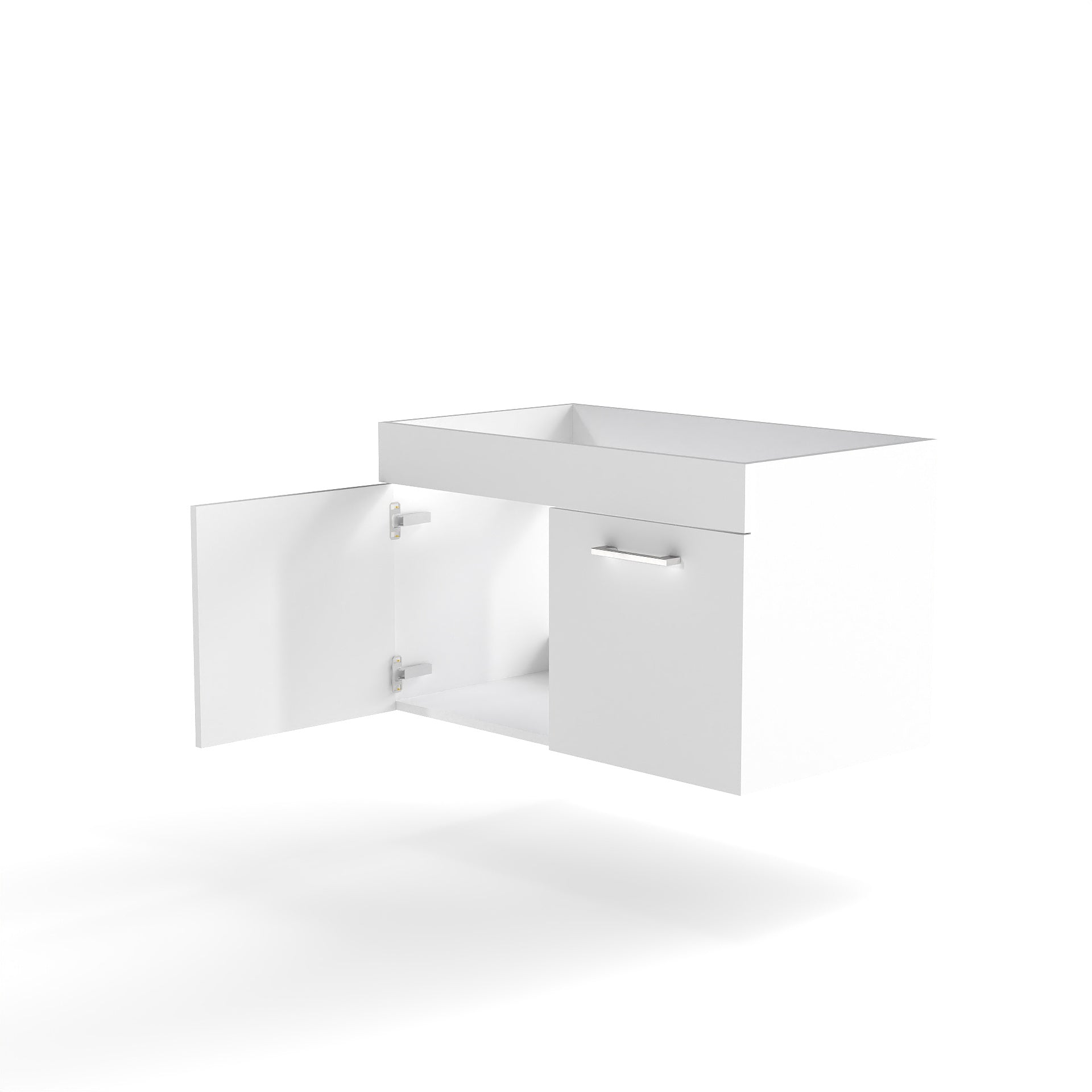 32 Inch White Bathroom Vanity - Wall Mounted Storage