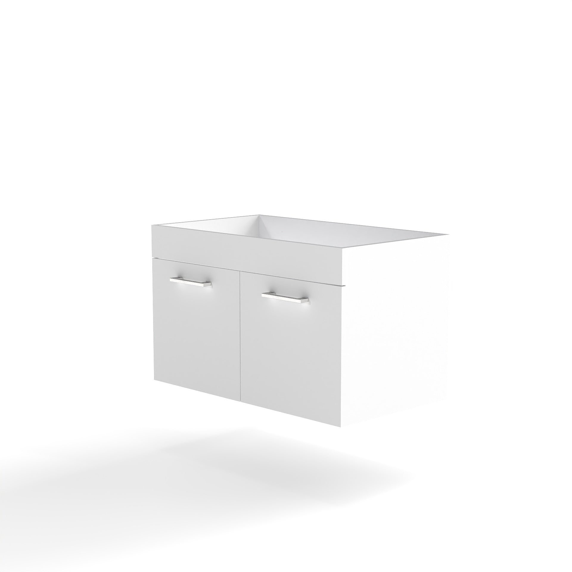32 Inch White Bathroom Vanity - Wall Mounted Storage