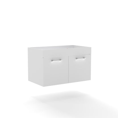 32 Inch White Bathroom Vanity - Wall Mounted Storage