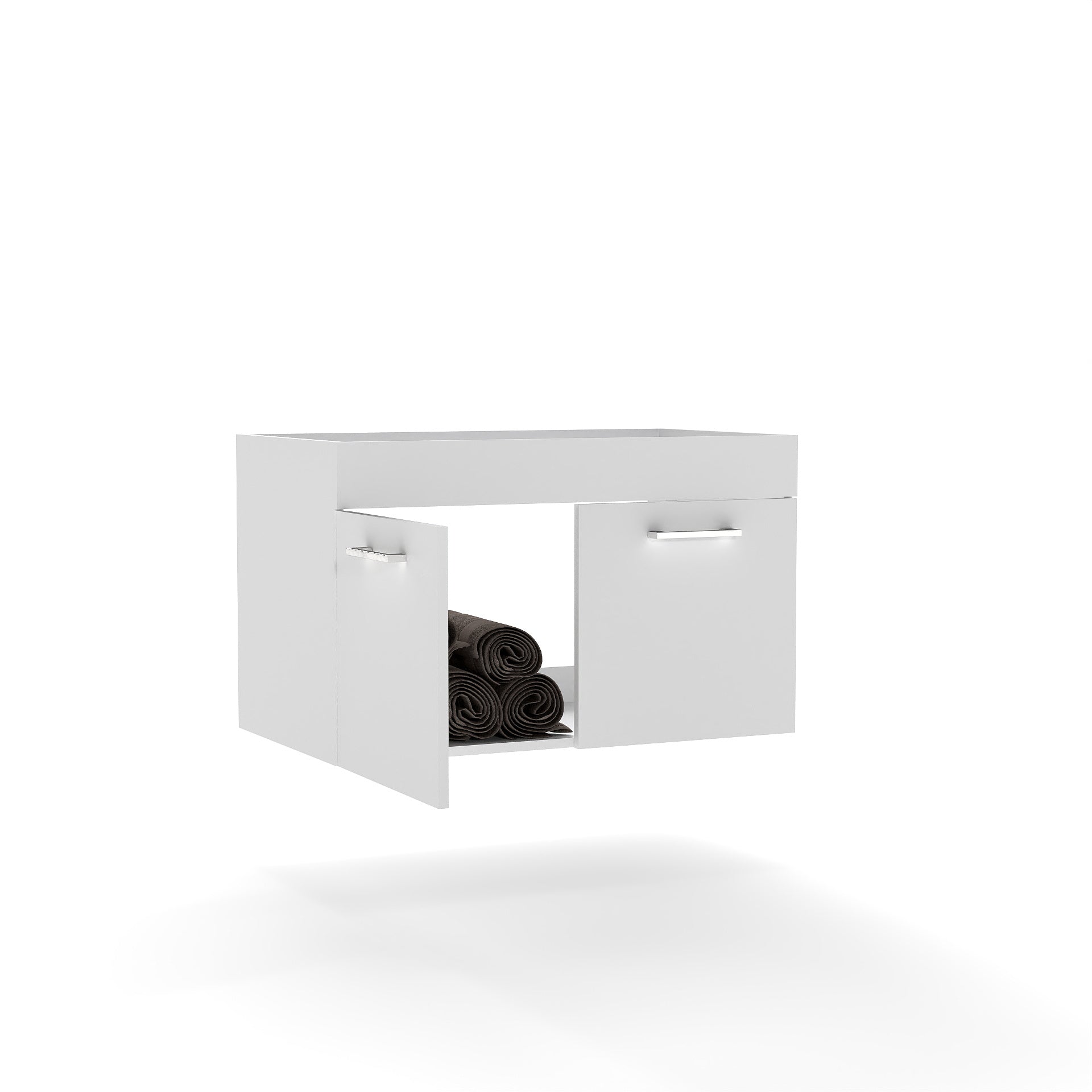 32 Inch White Bathroom Vanity - Wall Mounted Storage