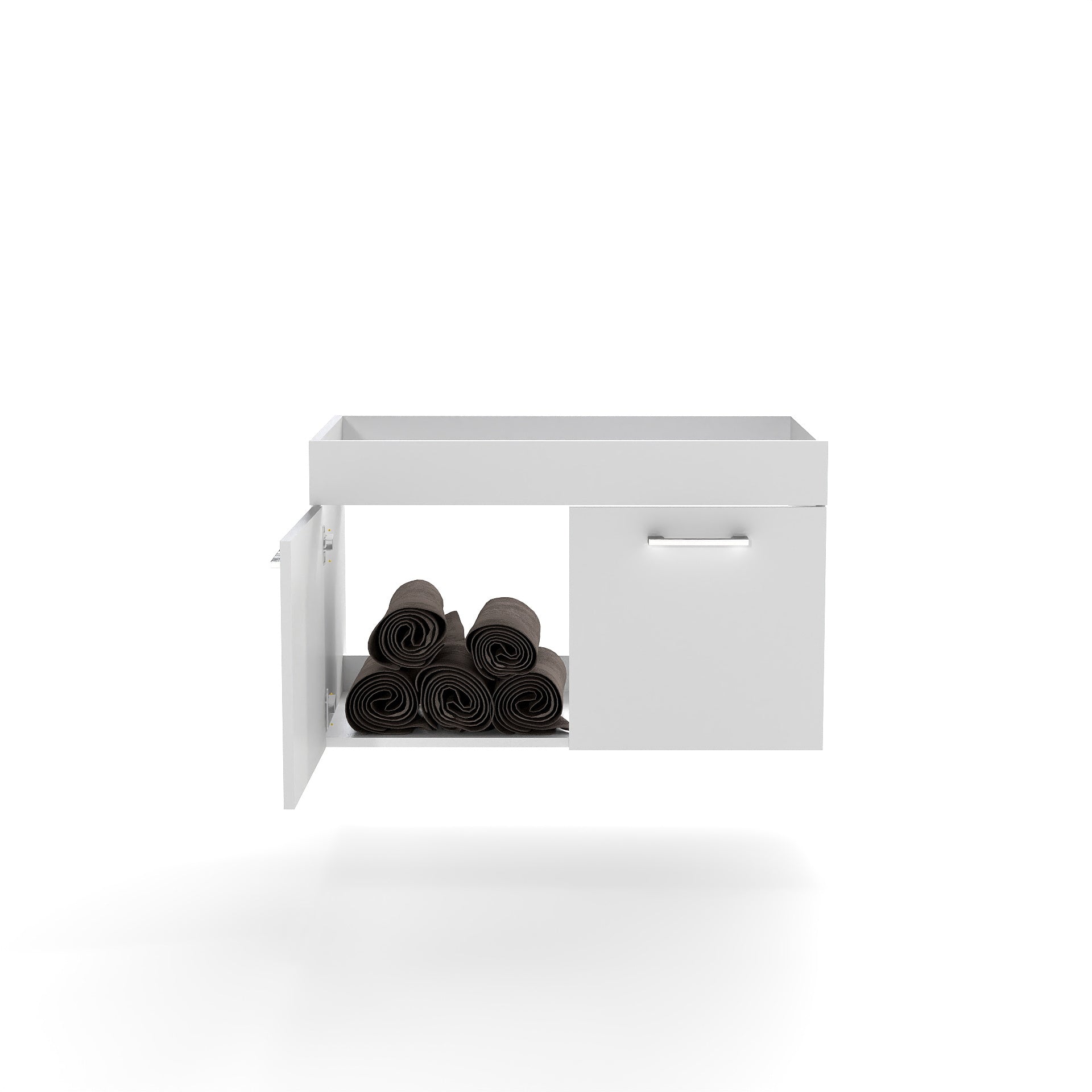 32 Inch White Bathroom Vanity - Wall Mounted Storage