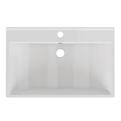 24 Inch Ceramic Bathroom Sink Top - Glossy White
