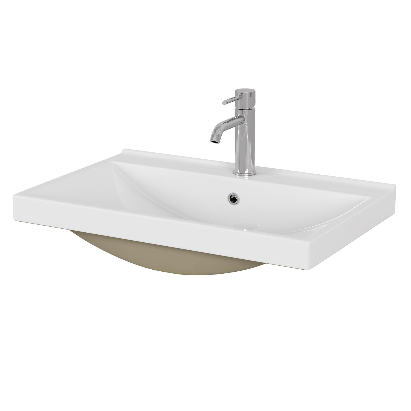 24 Inch Ceramic Bathroom Sink Top - Glossy White