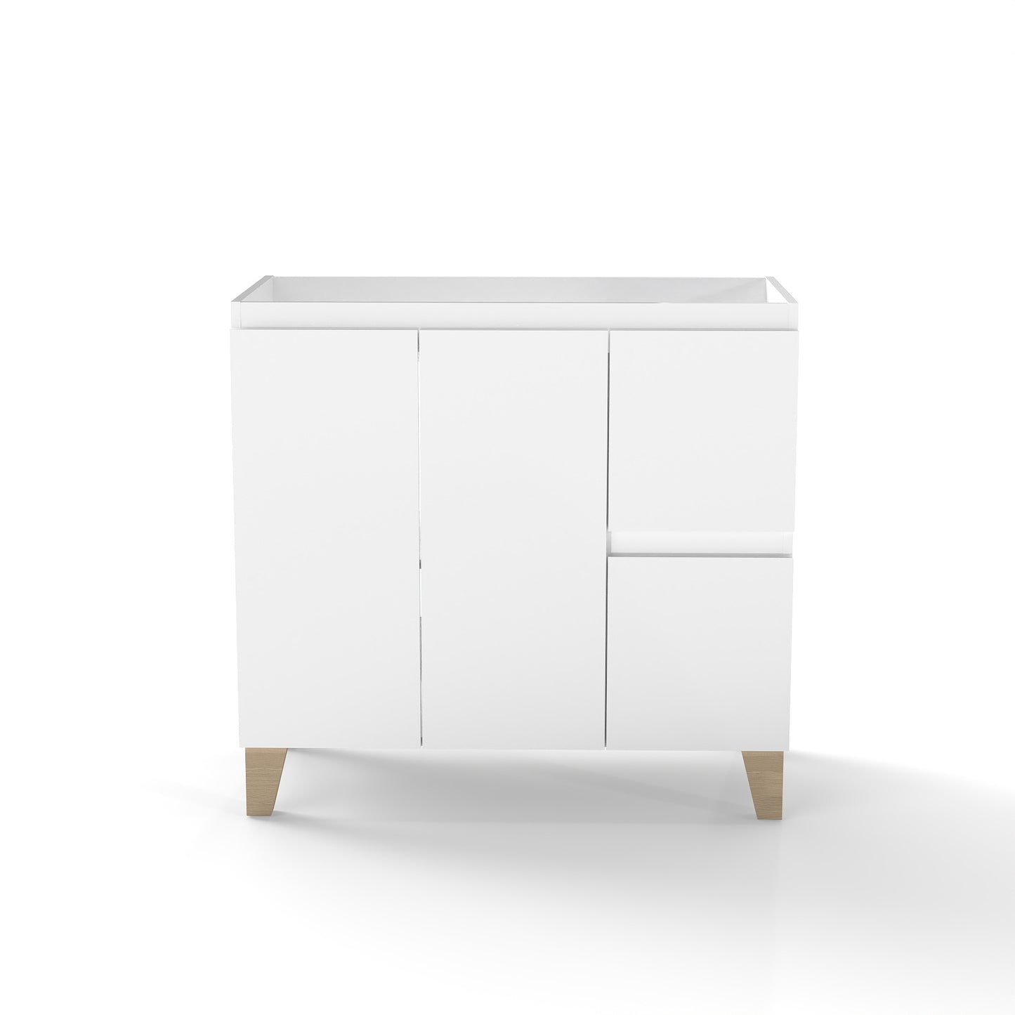 36 Inch White Bathroom Vanity Cabinet - 2 Doors & Drawers