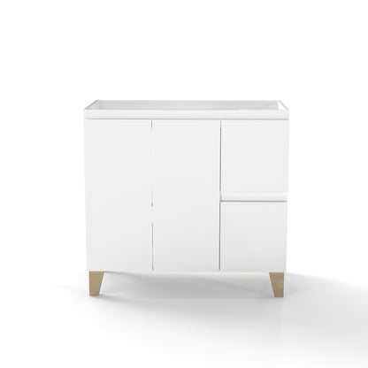 36 Inch White Bathroom Vanity Cabinet - 2 Doors & Drawers