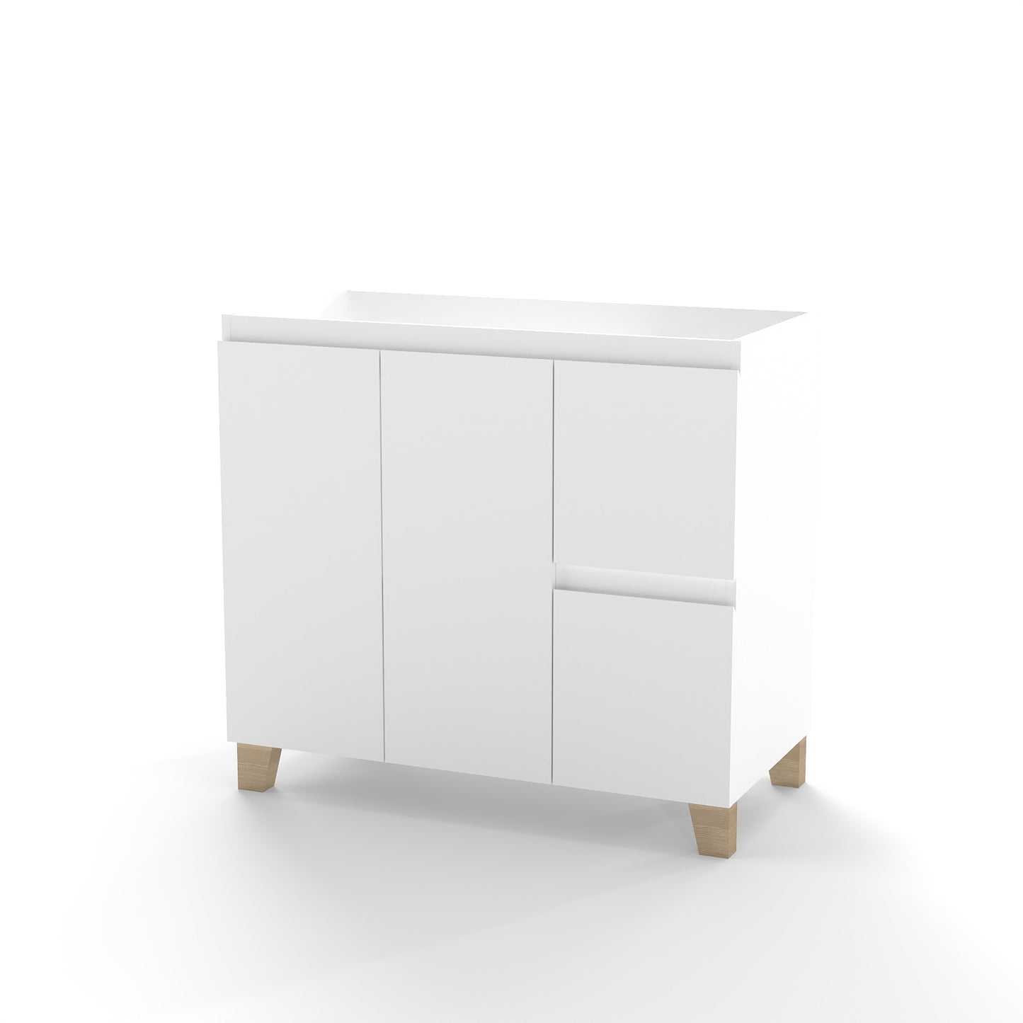 36 Inch White Bathroom Vanity Cabinet - 2 Doors & Drawers