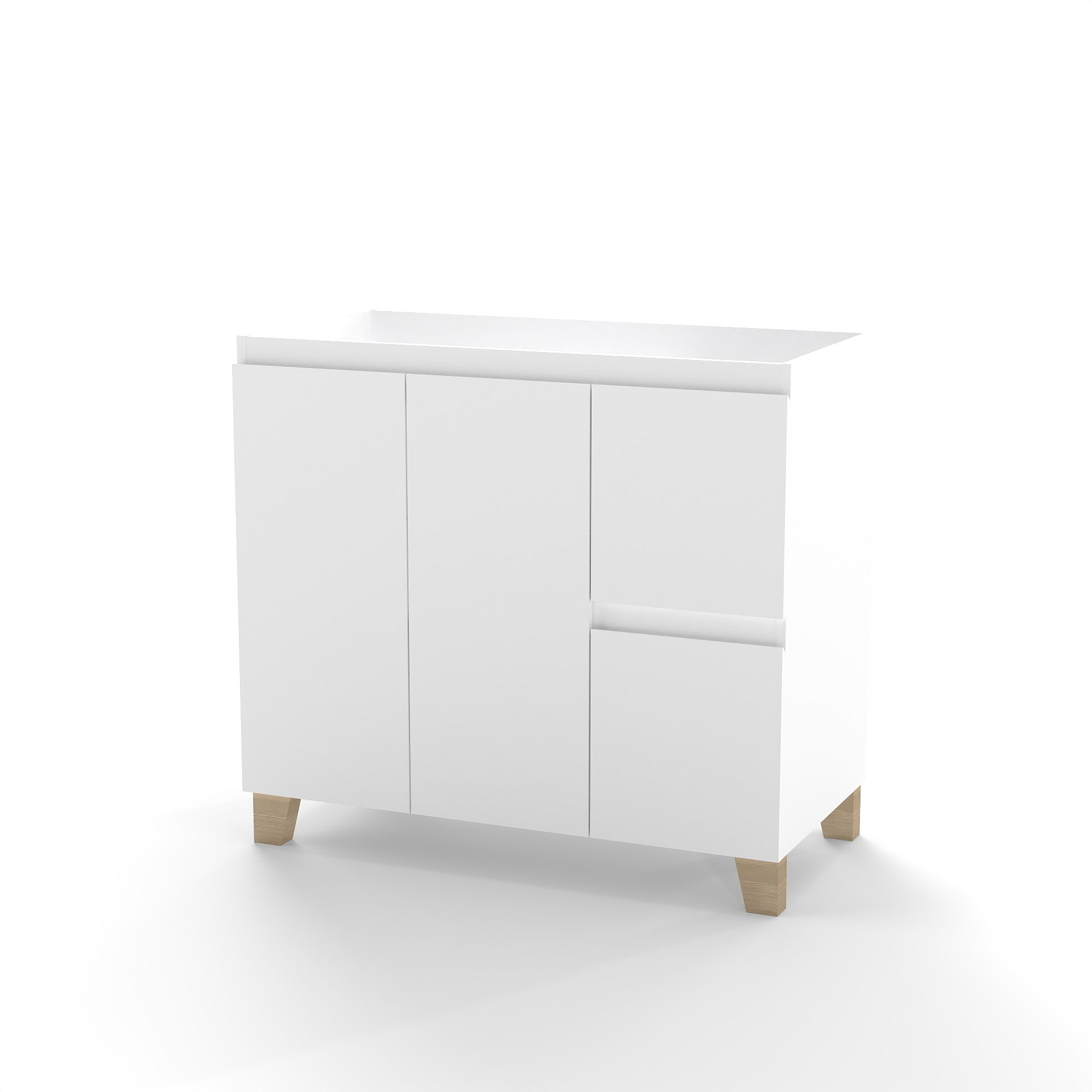 36 Inch White Bathroom Vanity Cabinet - 2 Doors & Drawers
