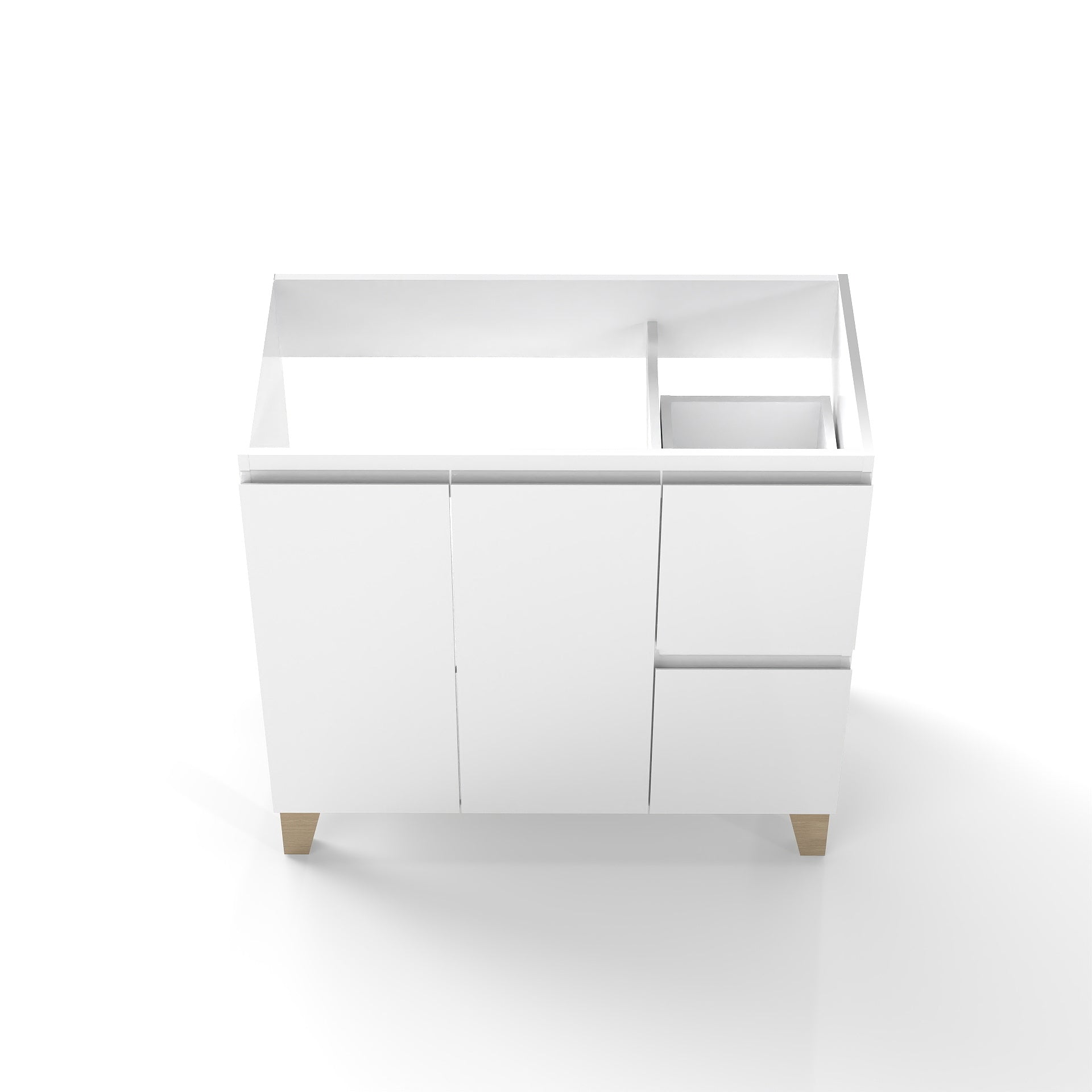 36 Inch White Bathroom Vanity Cabinet - 2 Doors & Drawers