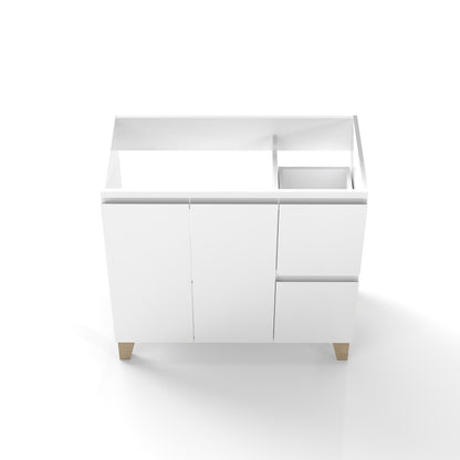 36 Inch White Bathroom Vanity Cabinet - 2 Doors & Drawers