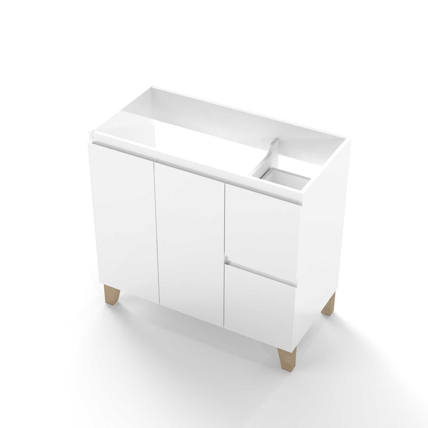 36 Inch White Bathroom Vanity Cabinet - 2 Doors & Drawers