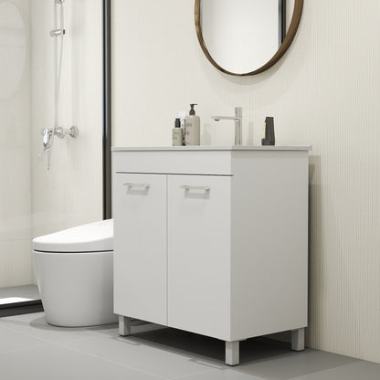 32 Inch Glossy White Bathroom Vanity with Sink Combo