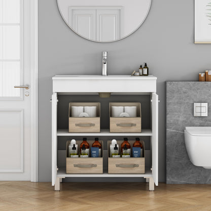 32 Inch Glossy White Bathroom Vanity with Sink Combo