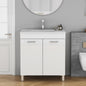 32-Inch Floor-Mounted Bathroom Vanity with Sink Combo,Double Doors With Soft Close Hinges,Bathroom Cabinet With Adjust Shelf,Metal Handle ,Ceramic Basin,Adjustable Silver Feet,Glossy White