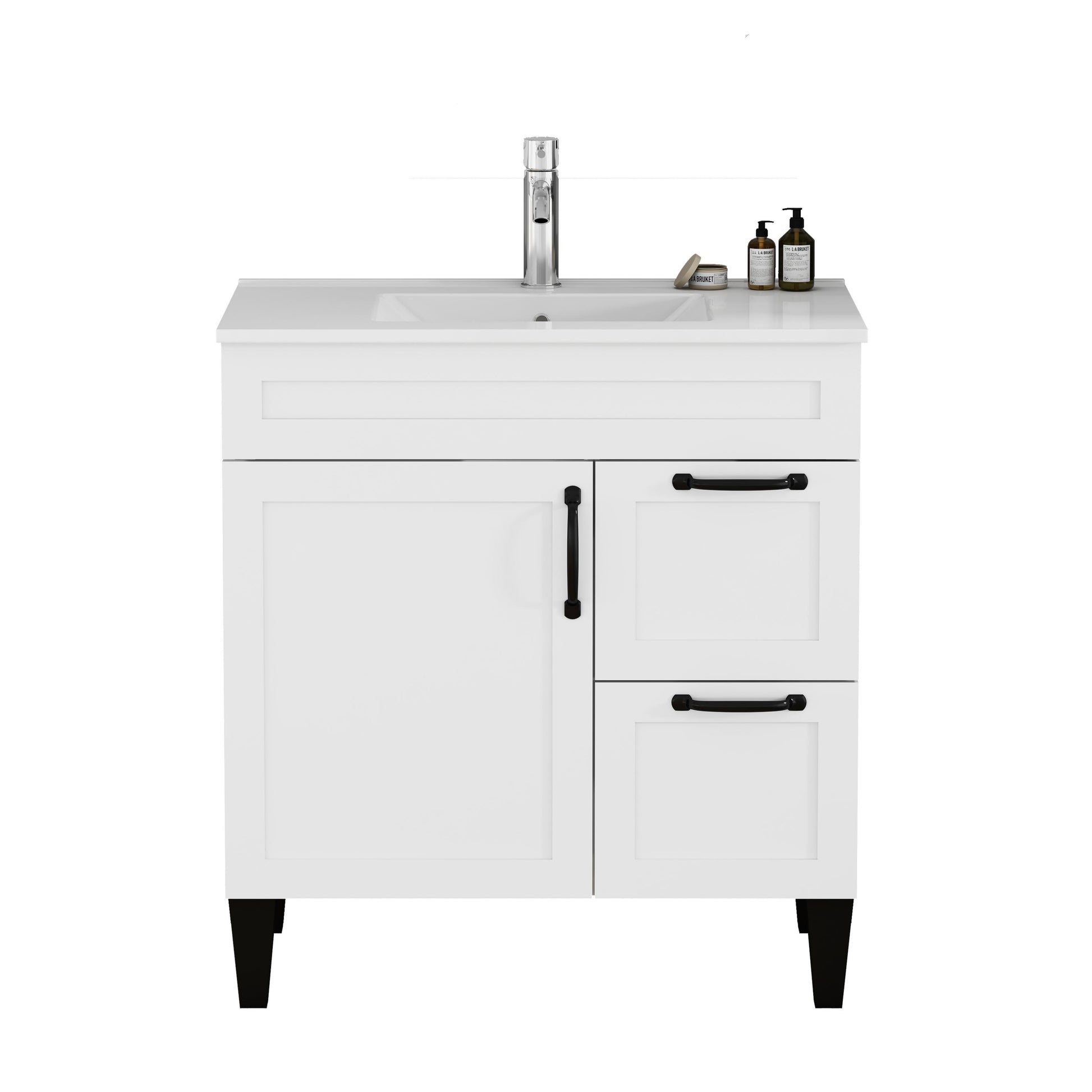 31.5" White Bathroom Vanity Sink Combo - Storage Cabinet with Soft Close Doors &