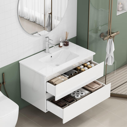 Glossy White 31.5-inch Bathroom Vanity with Sink Combo