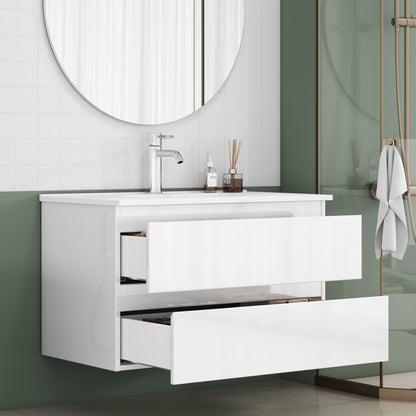 Glossy White 31.5-inch Bathroom Vanity with Sink Combo