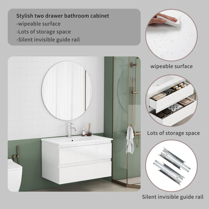 Glossy White 31.5-inch Bathroom Vanity with Sink Combo