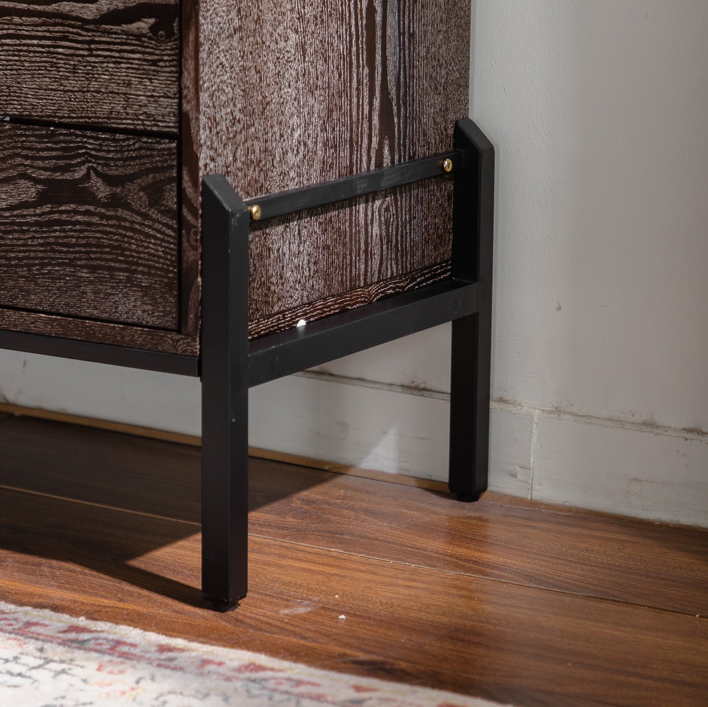 Living Room 48" Mid-Century Modern 6-Drawer Sideboard - Solid Wood & MDF,