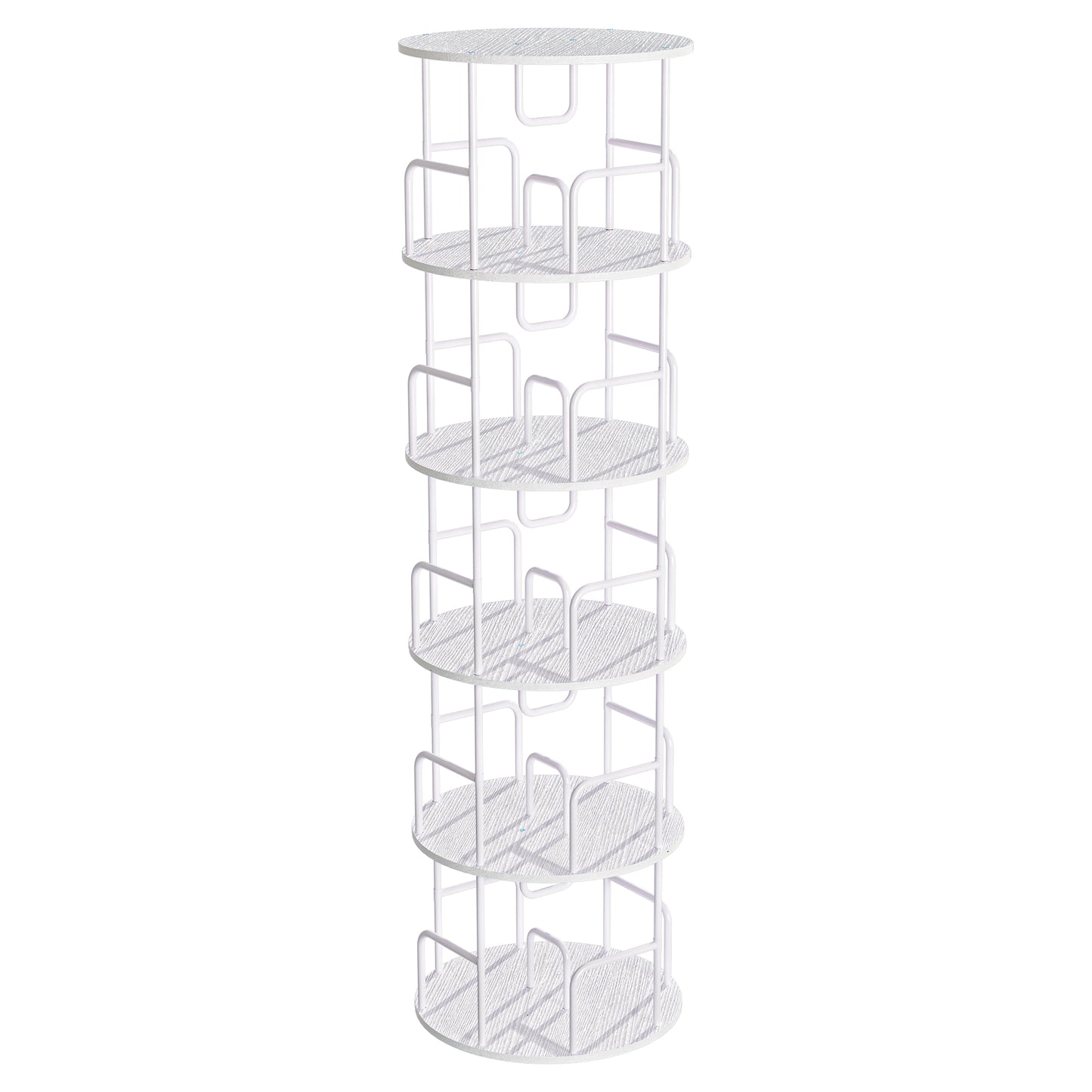 5-Tier Rotating Bookshelf Tower - White MDF Iron