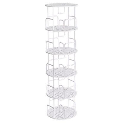 5-Tier Rotating Bookshelf Tower - White MDF Iron