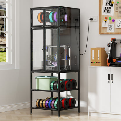 3D Printer Cabinet with Filament Storage - Black Acrylic, Metal