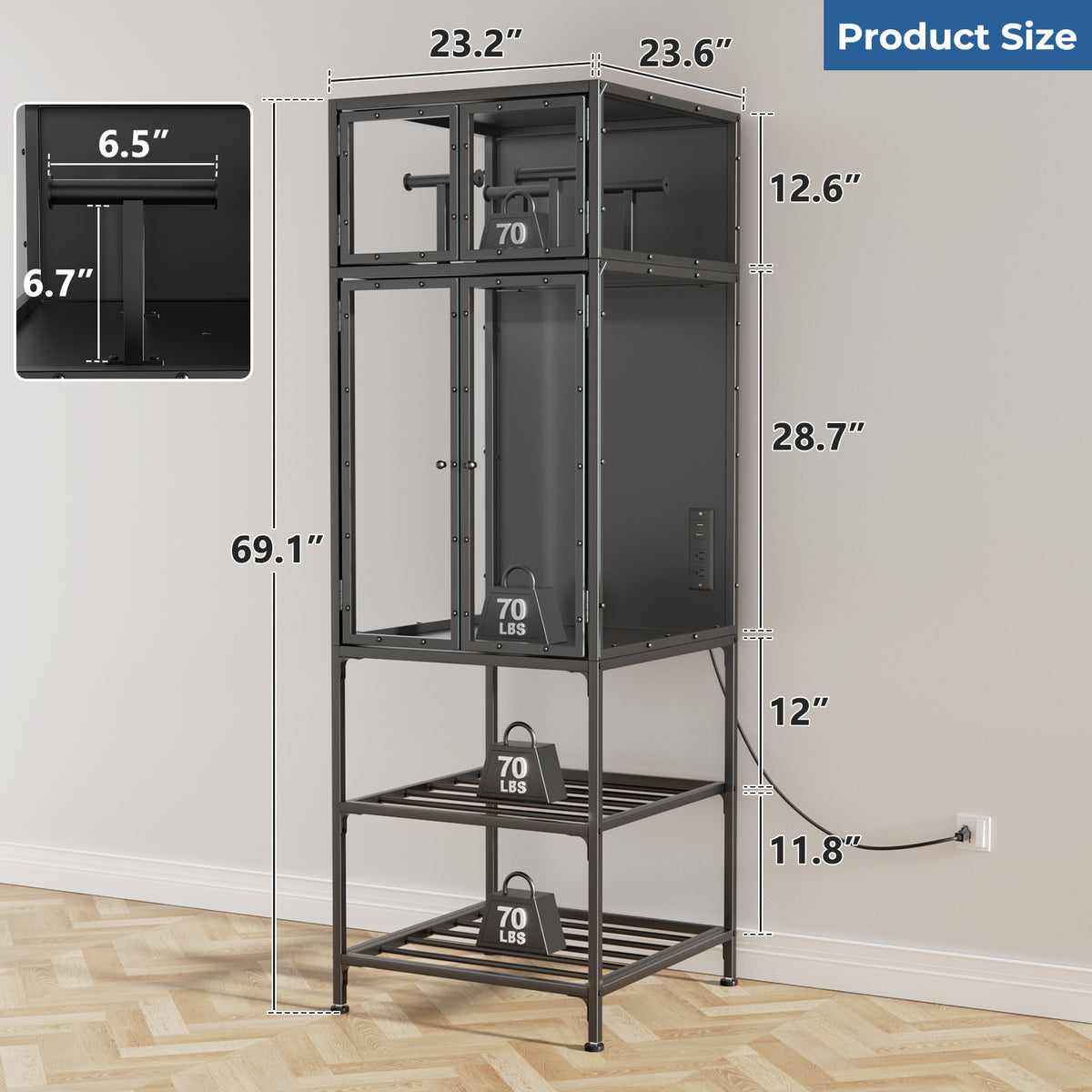 3D Printer Cabinet with Filament Storage - Black Acrylic, Metal