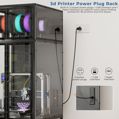 3D Printer Cabinet with Filament Storage - Black Acrylic, Metal