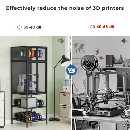 3D Printer Cabinet with Filament Storage - Black Acrylic, Metal