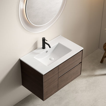 30 Inch White Ceramic Bathroom Vessel Sink - Overflow Included