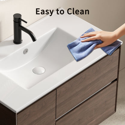30 Inch White Ceramic Bathroom Vessel Sink - Overflow Included