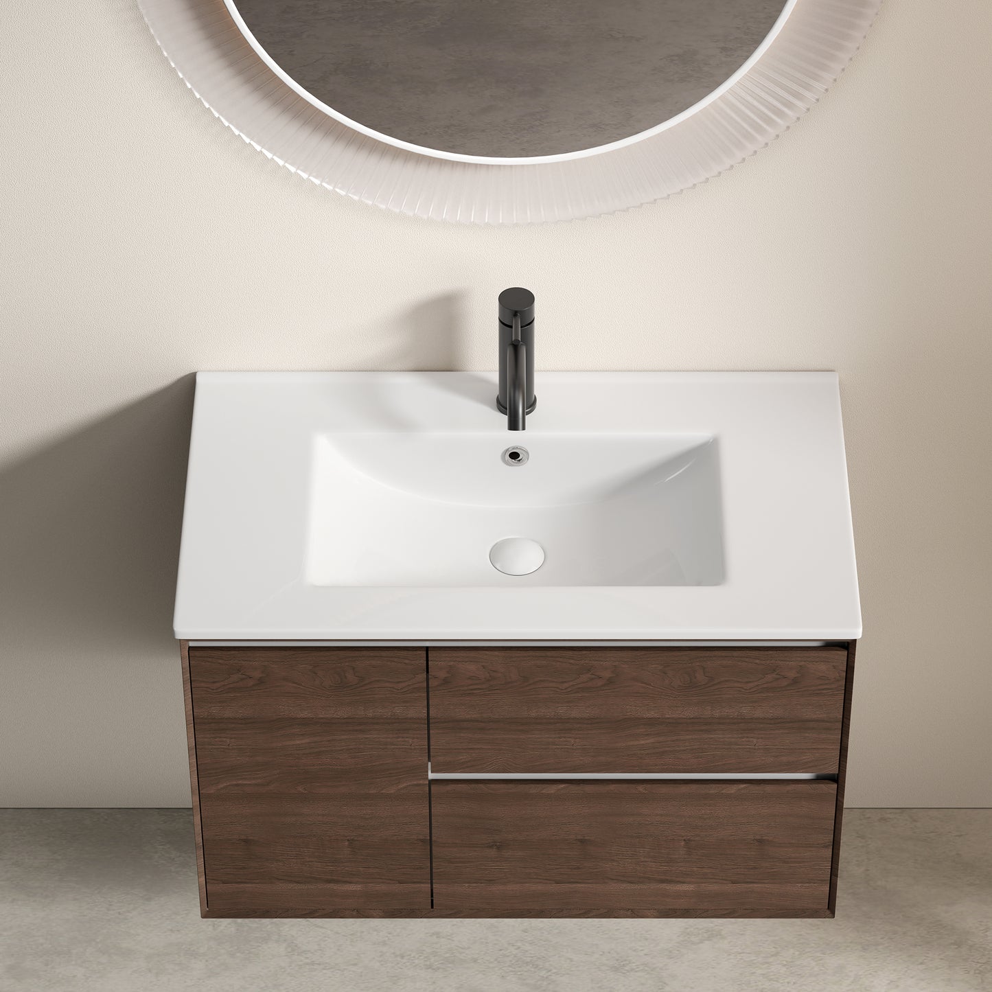 30 inch Bathroom Vessel Sink, Ceramic Bathroom Vanity Sink Top with Overflow,  with Overflow, No Drain Convenient for Storing Personal Items - Glossy White