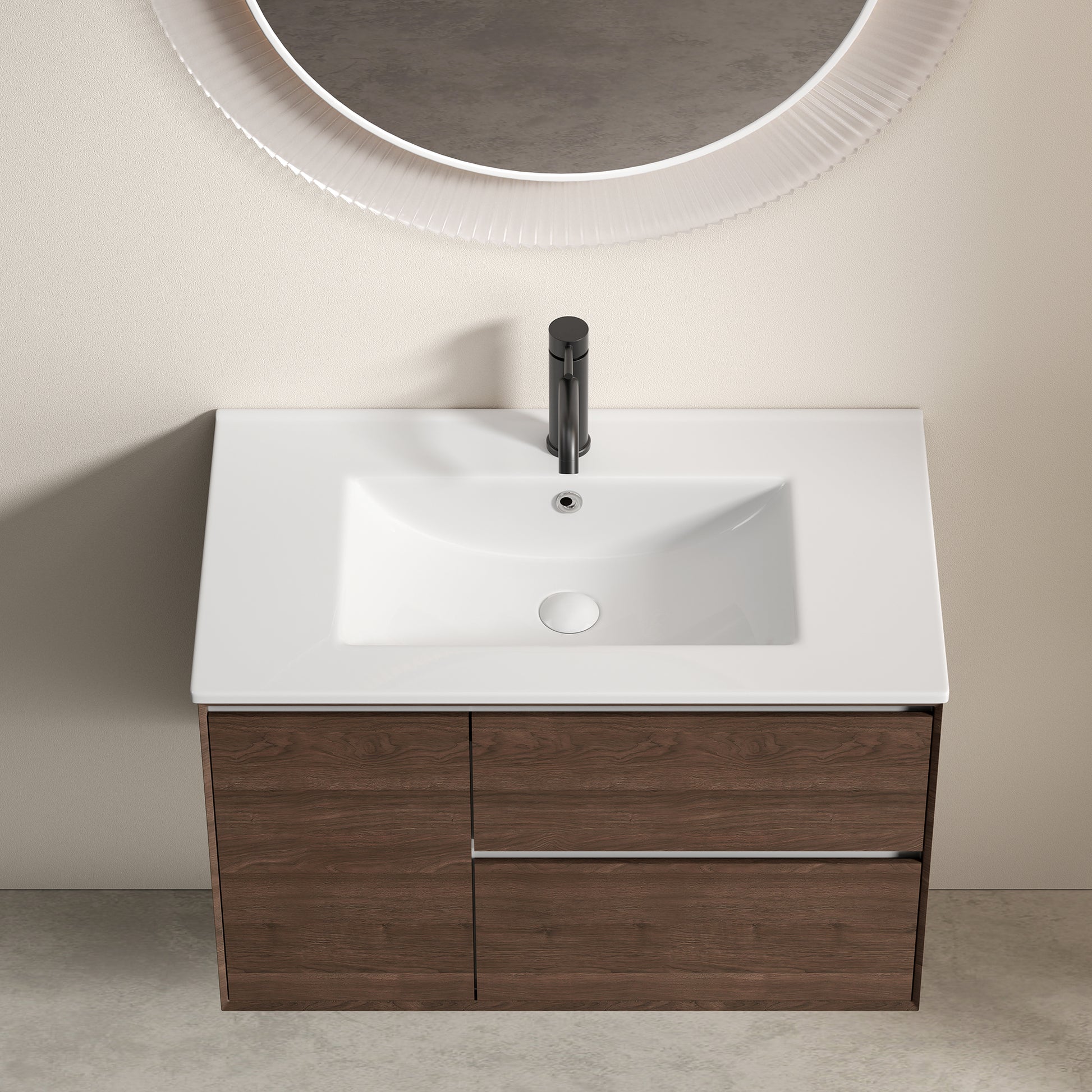 30 inch Bathroom Vessel Sink, Ceramic Bathroom Vanity Sink Top with Overflow,  with Overflow, No Drain Convenient for Storing Personal Items - Glossy White